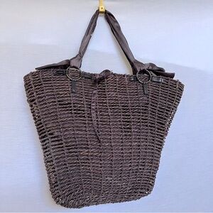Reef Brown Woven Tote Bag with Double Handles